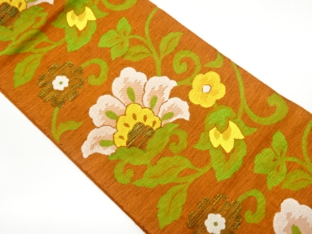 JAPANESE NAGOYA OBI / WOVEN FLOWER ARABESQUE